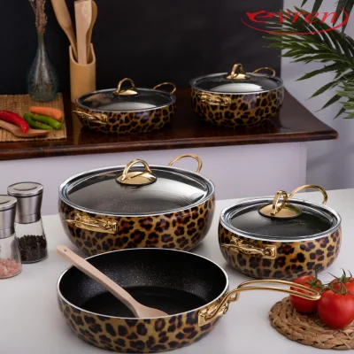 Evren 9 Parça Leopar Tencere Seti